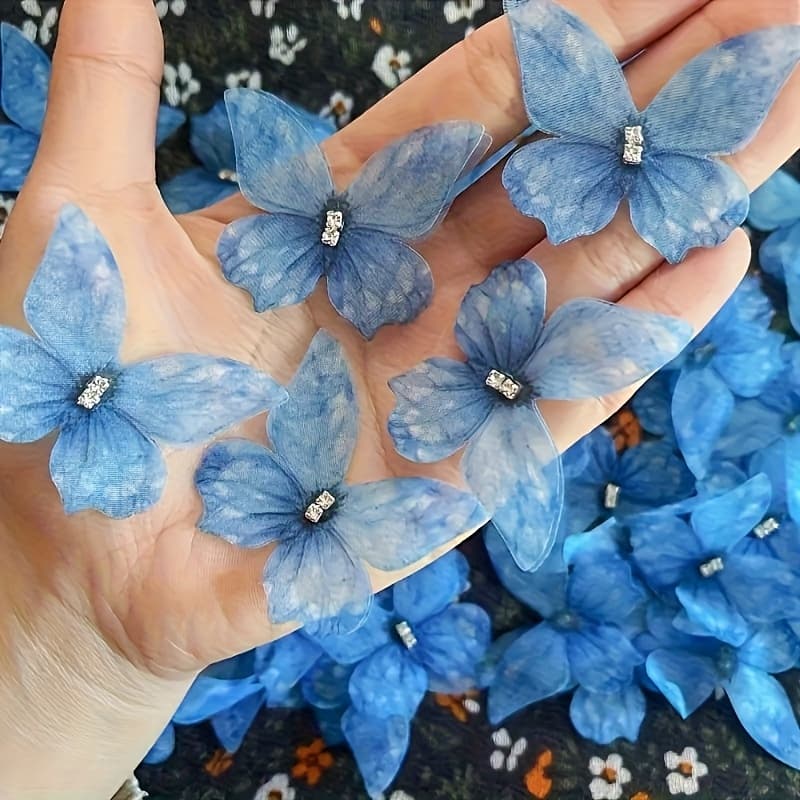 TEMU 25pcs Set, Elegant Mesh Colorful Appliques - 3d Handmade Fabric Patches For Diy Wedding Dresses, Clothing, Hair Accessories, And Bridal Headpiece Decorations, In