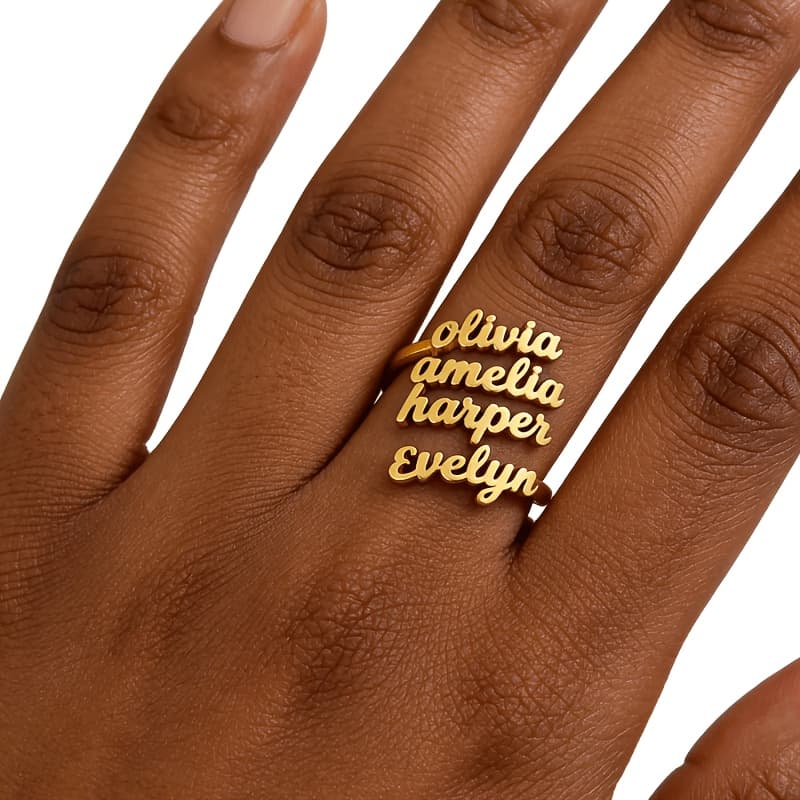 TEMU [customized] Personalized 304 Stainless Steel Golden Name , Easy Bohemian Style Name Ring, Customized Jewelry Gift, Birthday Gift, Party Banquet Jewelry Additions Christmas Gift, Gift For
