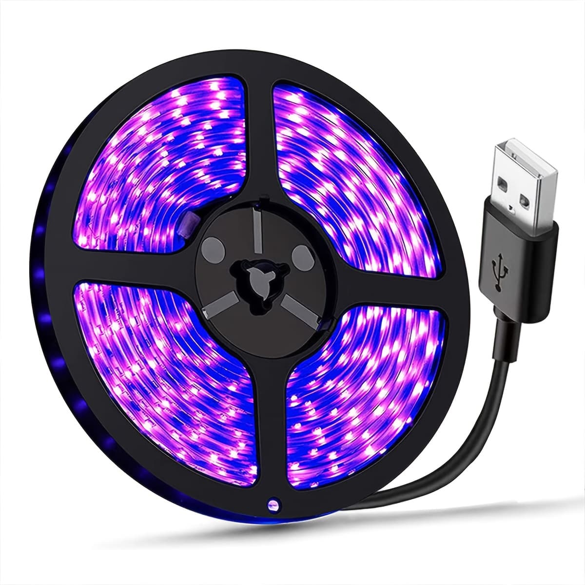 TEMU 16.4ft Led Black Light Strip, Usb 5v Flexible Blacklight Fixtures, Non-waterproof For Glow Party, Indoor Birthday Halloween Party, Body Paint