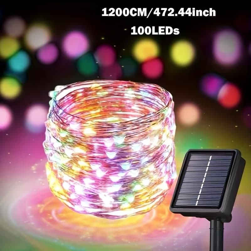 TEMU Outdoor Solar Light String, 393.7 Inch, 100 Led Solar Fairy Light With 8 , Copper Wire Light Suitable For Christmas Courtyard, , Courtyard Decoration(warm White/colorful)