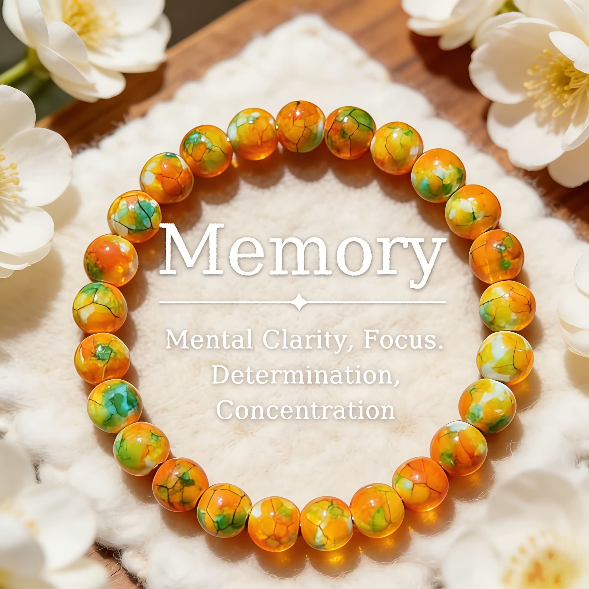 TEMU A Smooth Orange-yellow Rain Flower Stone Wealth Bracelet - Handcrafted, A Perfect Gift Suitable For Parties And Additions, Mental Balance Jewelry | Bracelet | Handmade Beaded