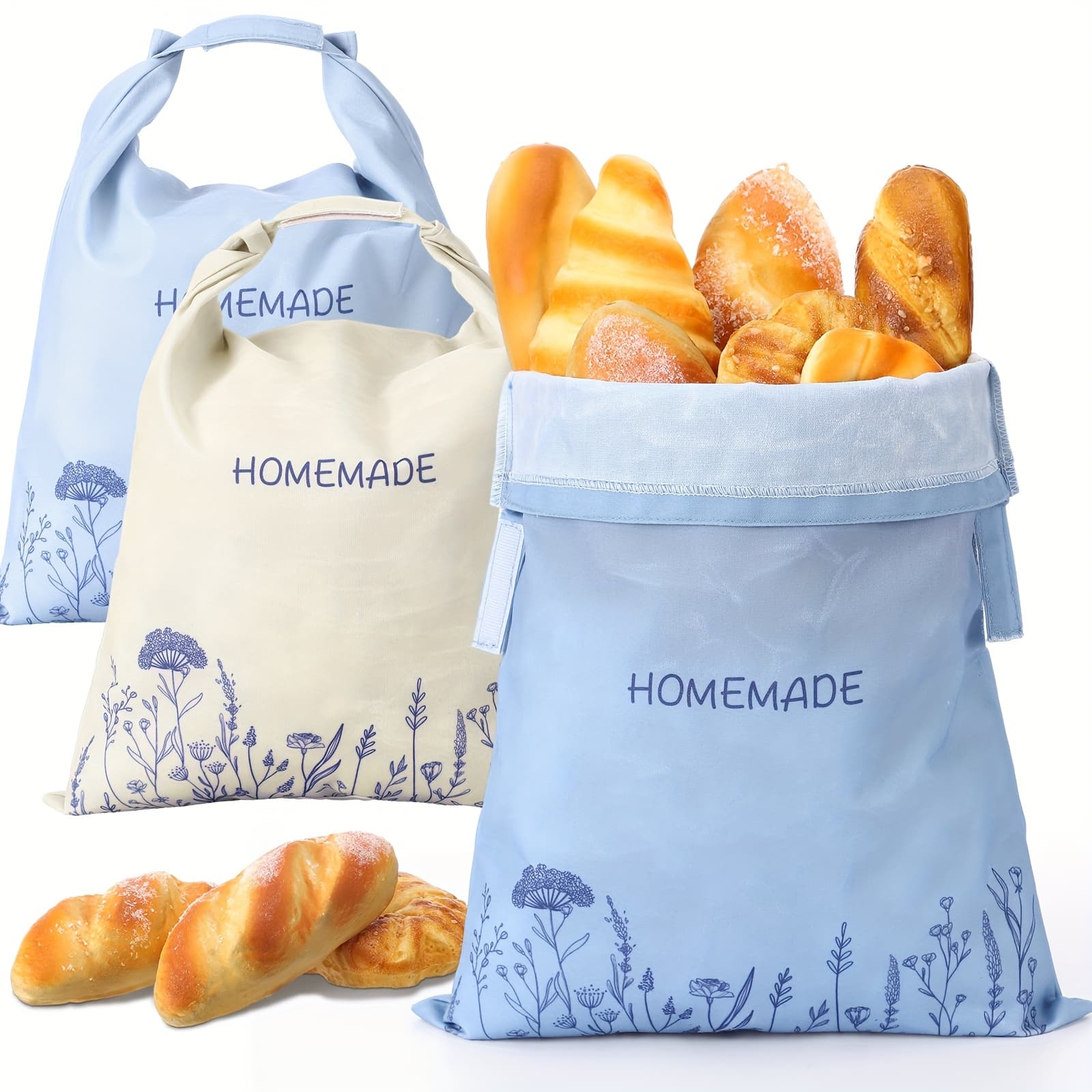 TEMU 3pcs Reusable Beeswax Bread Bags Compatible For Sourdough, Homemade Food Wraps With Beeswax Coating, Loaf Preservation, Baker Gift For Storage (3pcs)
