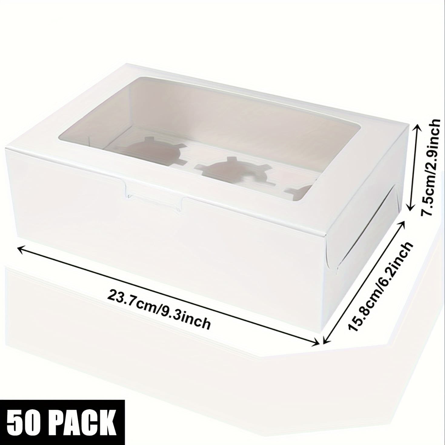 TEMU 50 Pack White Cupcake Cases With Tray Bottom, 6 Pack With Clear Windows, 9.3" X 6.2" X 2.9" Half Cupcake Cases Bulk Disposable Food Grade Cupcake Cases For Cupcakes Muffins Pastries