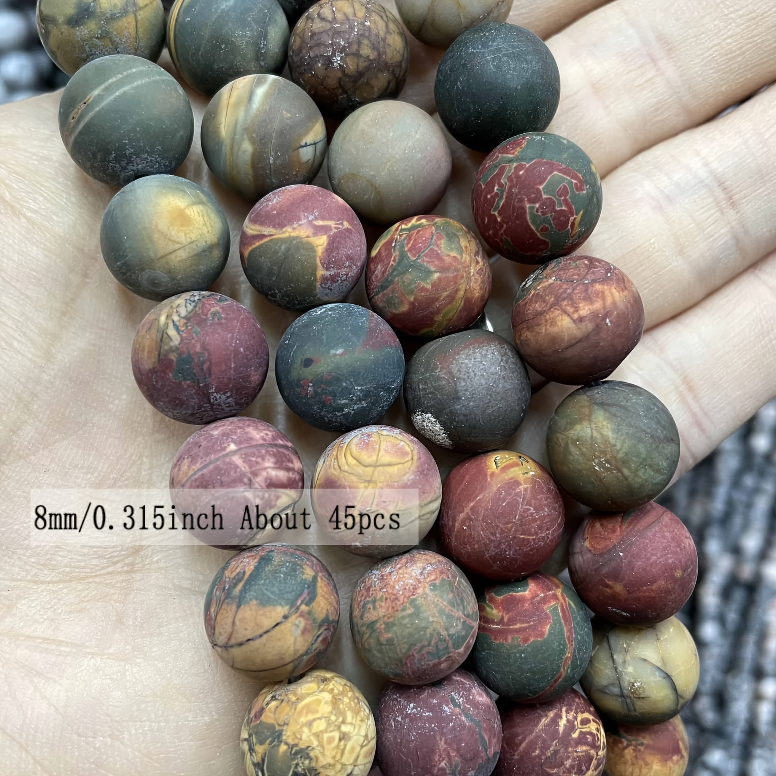TEMU 4/ 6/ 8/ 10/ 12mm Polish Matte Colorful Picasso Round Loose Stone Beads For Jewelry Making Diy Bracelet Accessories