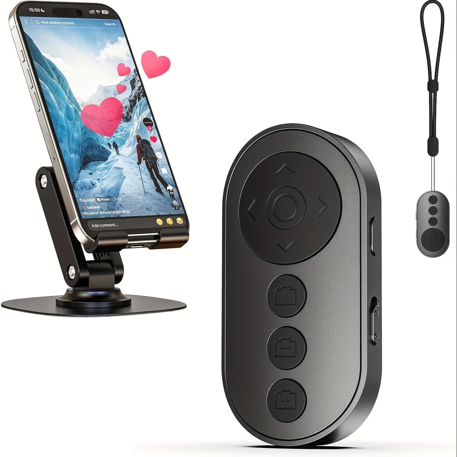 TEMU Scrolling Remote Control For Tiktok, App Page Turner For Reading, Front/rear Camera Shutter Remote For Phone Video Recording, Bluetooth Clicker For Iphone, , Ios, Ipad