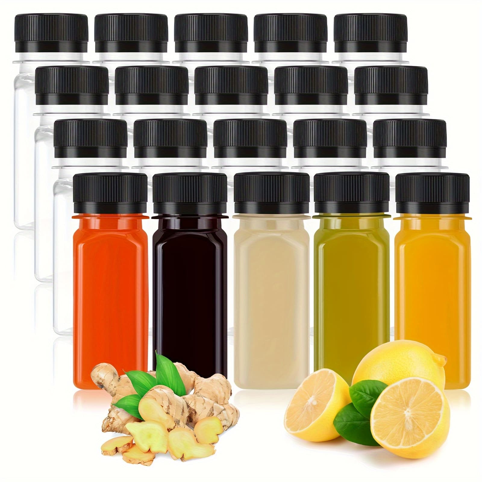 TEMU 24pcs-2oz Small Plastic Shot Bottles With Screw Caps For Liquids, Juice, - Bottles With - Reusable/food Grade/leakproof/freezer Safe Bottles