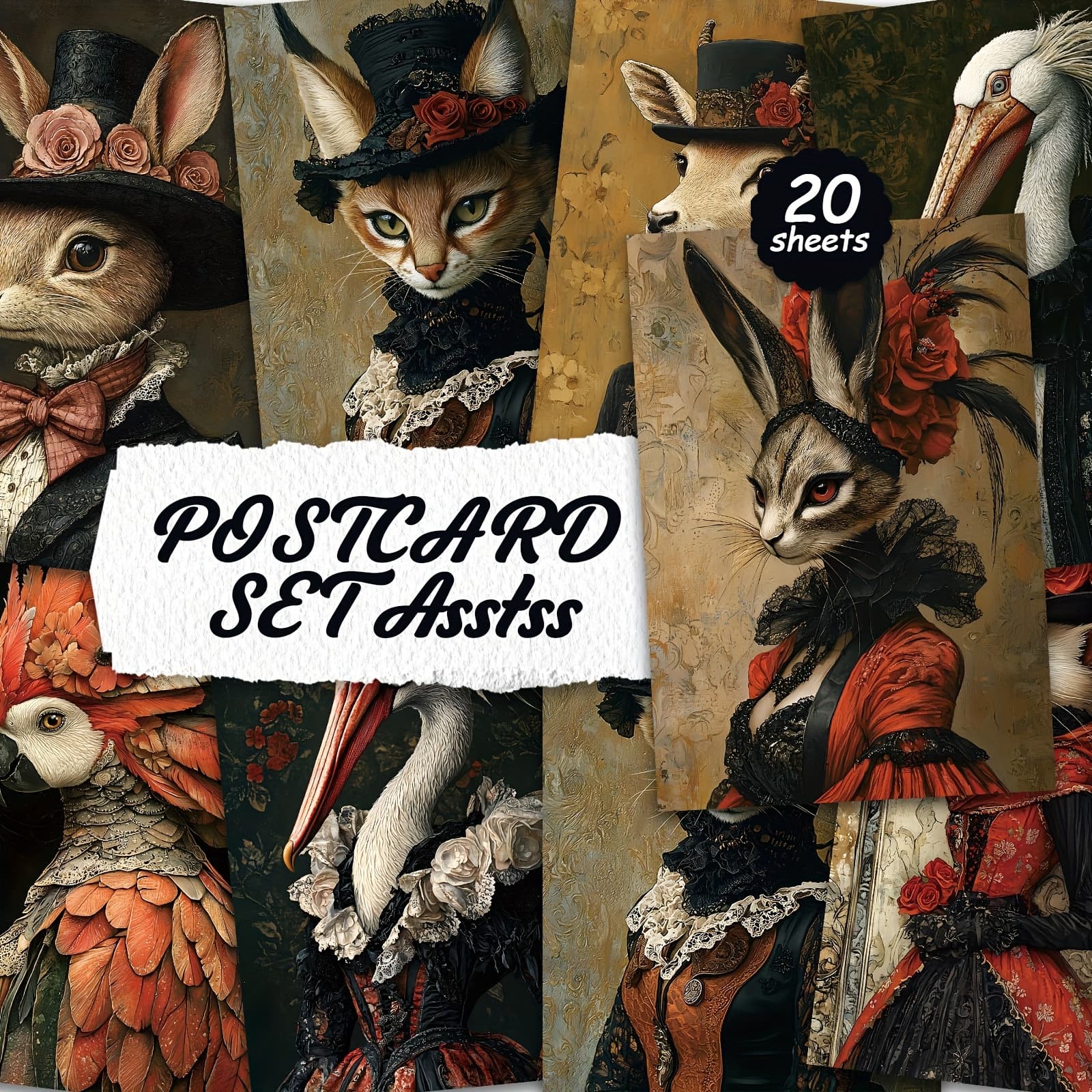TEMU 20pcs Postcard Set For Cardboard Writing, , English , Trash Diary, Crafts, Greeting Cards.