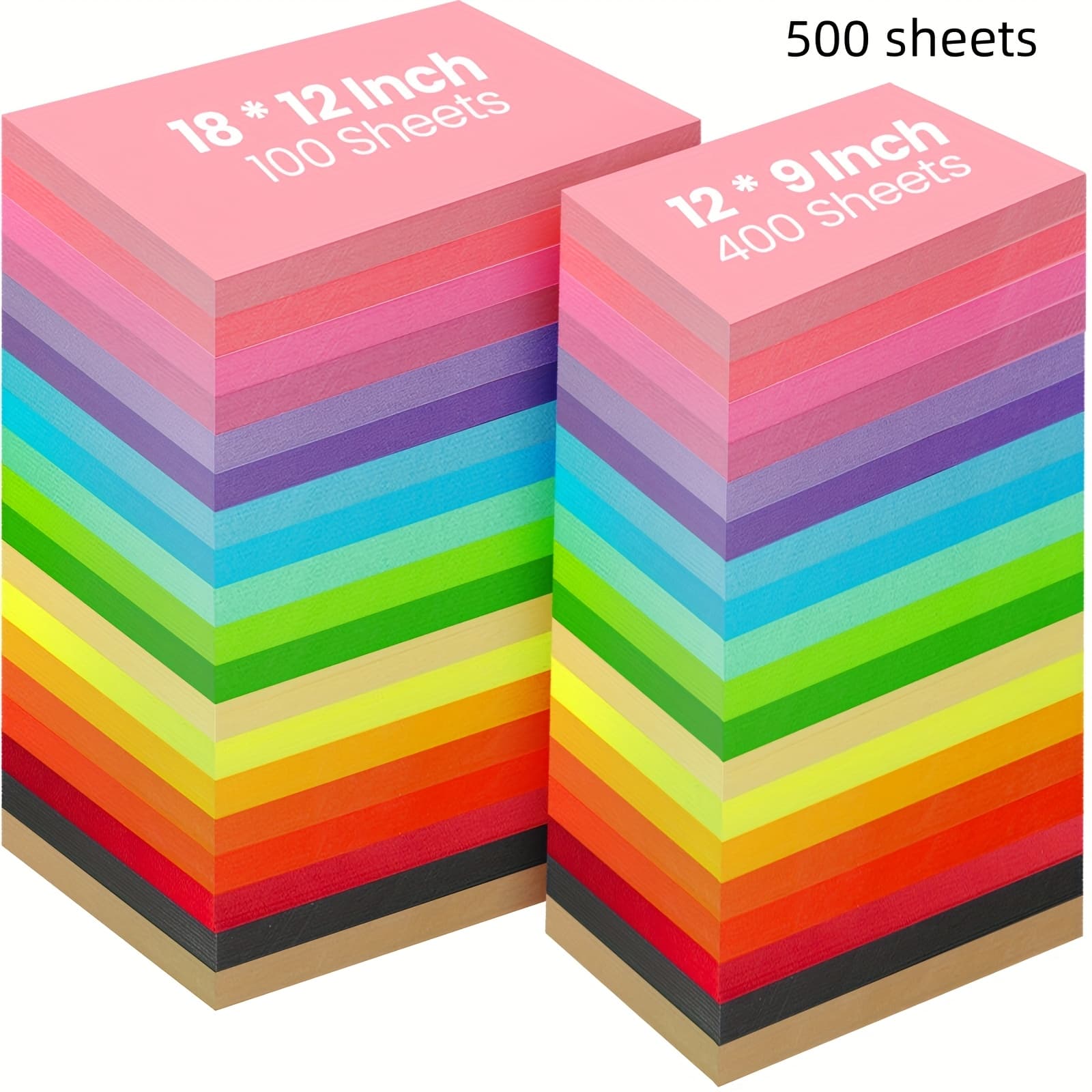 TEMU 500 Sheets Colored Construction Paper Bulk 8.5 X 11'' And 12 X 18'' Construction Paper Lightweight Art School Supplies Colorful Craft Paper For Adults Arts And Crafts (70 Gsm)