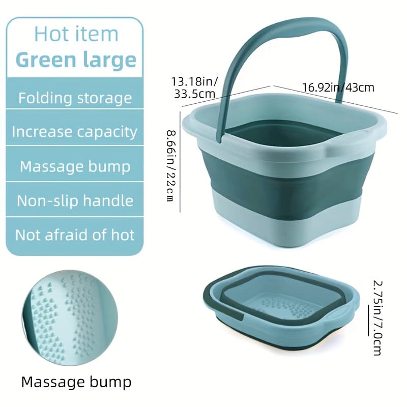 TEMU Foldable Foot Bath - Durable Portable Spa Bucket With Handle, Space Saving Design For Home, Salon And Travel - Easy To Wash Foot Bath Bucket And Clothing Basket, Sturdy Construction