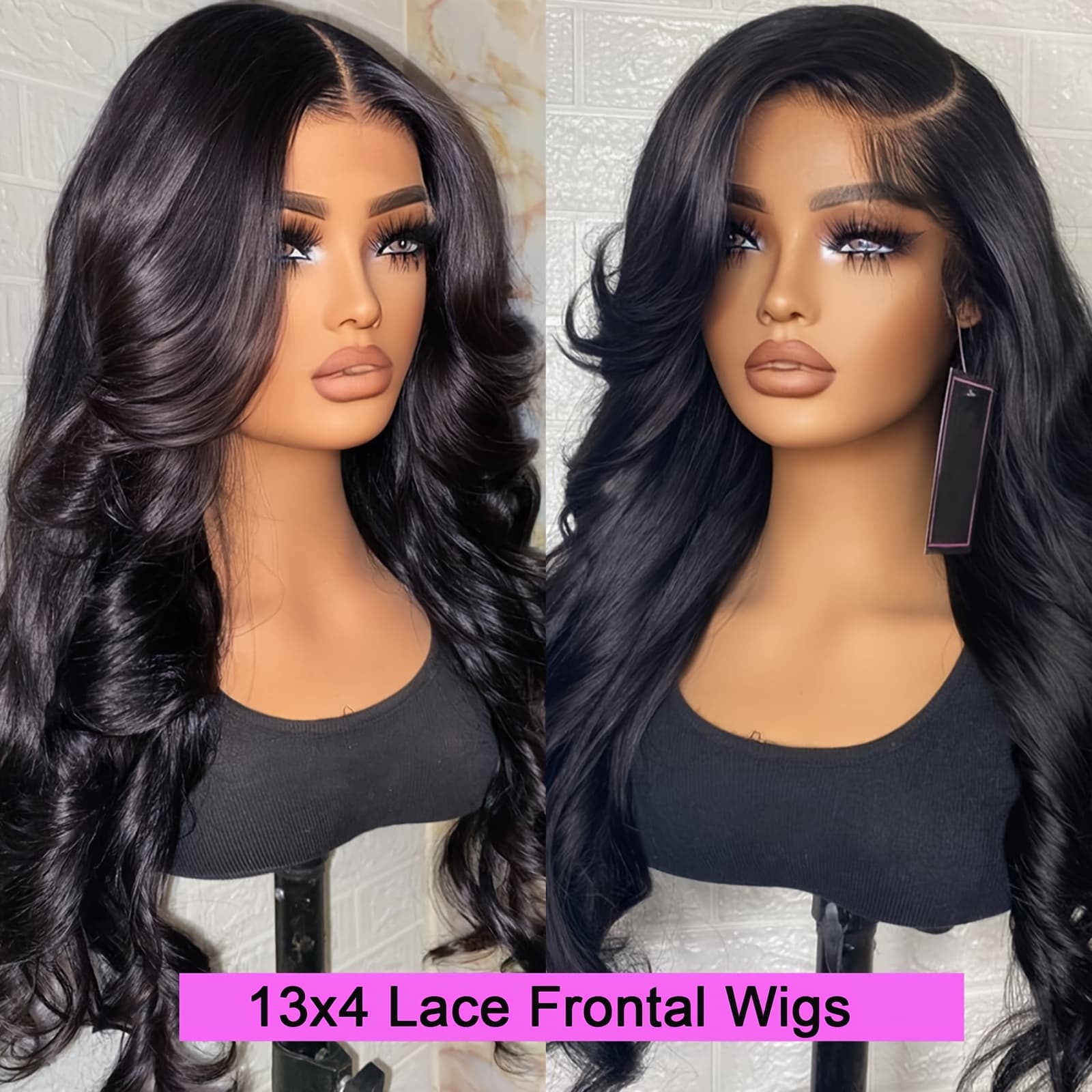 TEMU 28 Inch Glueless Hd Lace Frontal Wig Suitable For Women - 13x4 Lace With Heat Resistant Synthetic Hair, Body Wave Density Wavy Hairpiece, Natural Look & Low-maintenance Wear (no Glue)