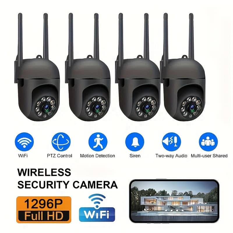 TEMU 4pcs 3mp Wireless Camera Indoor, Cloud Storage Camera, 2.4/5g Wifi, Detection, Audio, Color Night Vision, Home Surveillance Security System