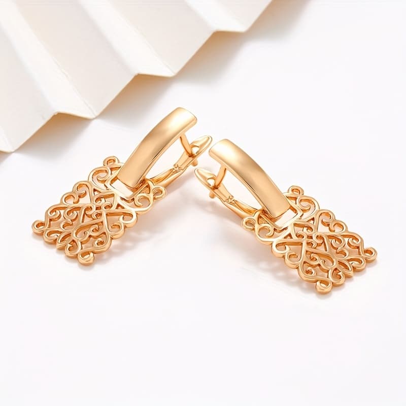 TEMU Pair Of Minimalist Individual Geometric Square Hollow-out Earrings, High-end Women's Ear Jewelry