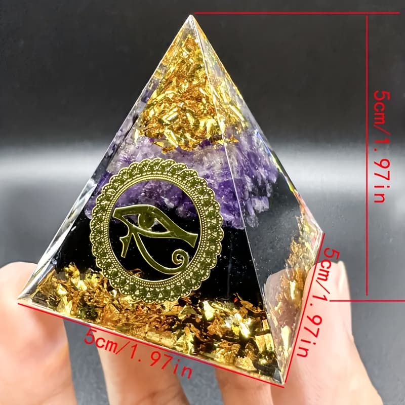 TEMU 1pc Of Crystal Orgone Pyramid, Orgone Pyramid, Obsidian And Amethyst Pyramid Decoration, Desk Ornament.