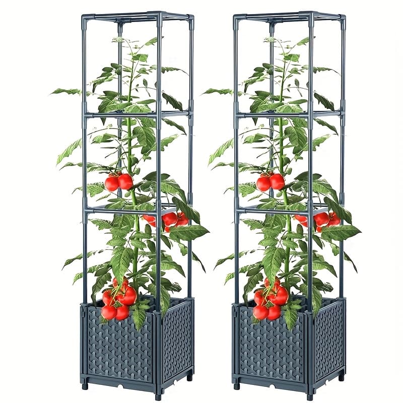 TEMU 2-pack Tomato Planter Box With Lattice Frame Garden Bed Planter Box Self-watering Cucumber Terrace