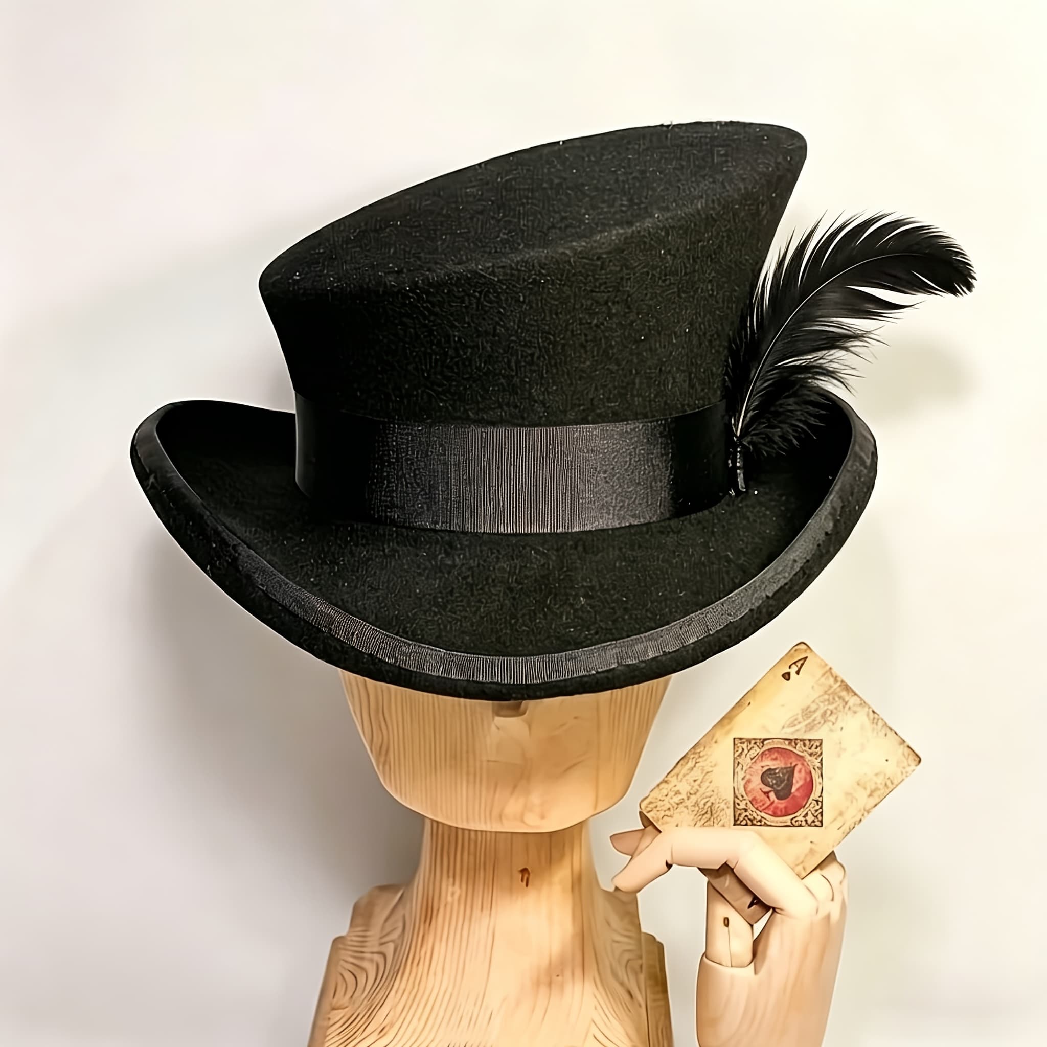 TEMU Adjustable - Women's And Men's Asymmetrical Wool Hat With Ribbon, Wool Felt Top Hat For Parties, Church Hats, The For Christmas Gifts