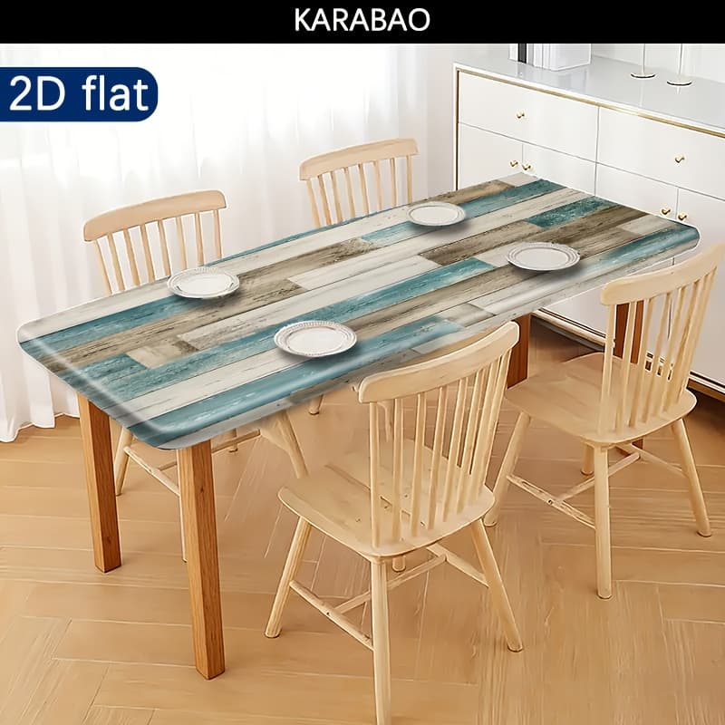 TEMU 1pc, Tablecloth, Vintage Wood Grain Floral Pattern Tablecloth - Fashionable Decor With , Bright Colors, Outdoor Patio Set, Picnic Accessory, Suitable For Indoor And Outdoor Use