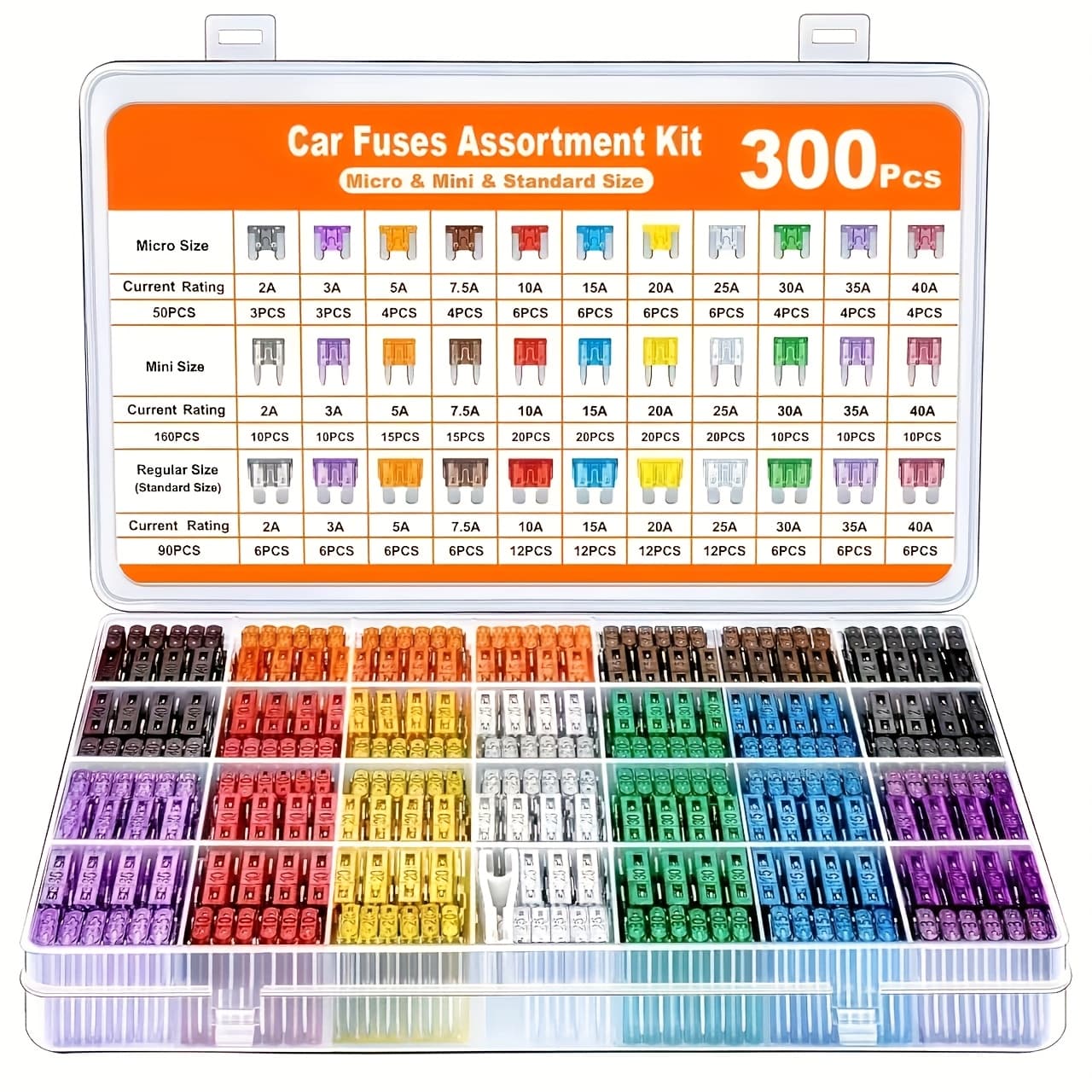 TEMU 180/300pcs Automotive Fuse Kit, Includes 60 Mini Blade Fuses, 60 Standard Automotive Fuses, 60 Micro Fuses, And 1 Fuse Puller. Suitable For Cars, Rvs, Trucks, And Motorcycles