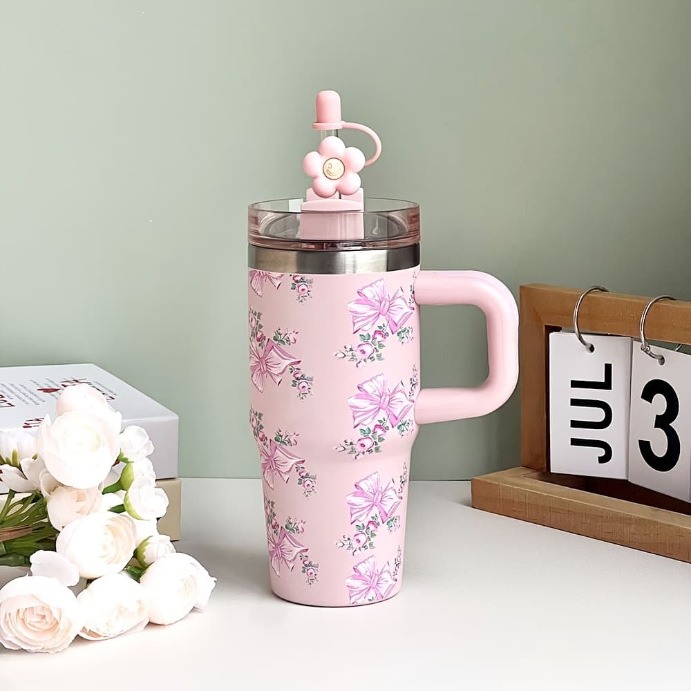 TEMU 14oz Tumbler With Handle | Insulated Coffee Mug Stainless Steel Travel Mug | Cup Holder For Hot, Portable Travel Mug | Cold For 20 Hours |local | Christmas |christmas Decorations