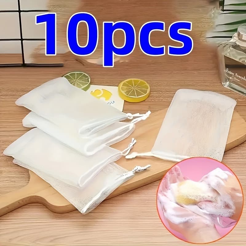TEMU 10pcs Of Large Soap Bags, Foam Net Soap Bags, Allowing You To Enjoy A During Your Bath, Easy To Carry