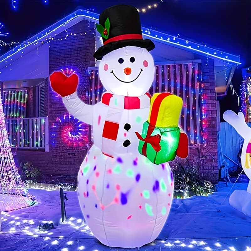 TEMU 5.3ft Christmas Inflatables Snowman Qutdoor Yard Decor With Rotating Led Lightschristmas Blow Uo Decoration Garden