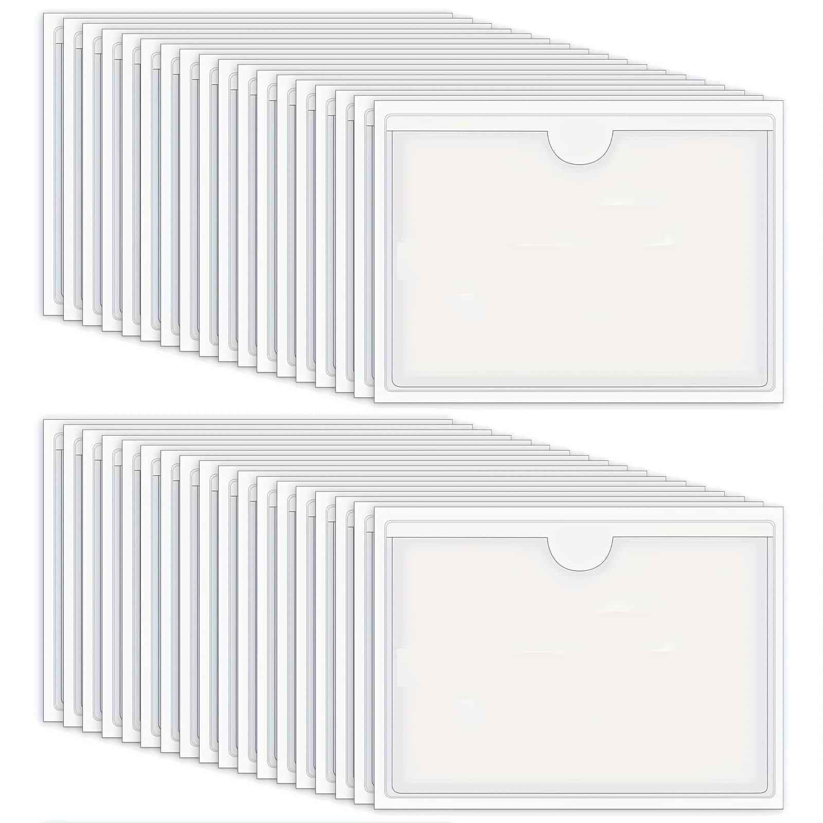 TEMU 30 Self-adhesive Label Holders, 10 X 6 Cm, Label Window, Self-adhesive Name Card Sleeves, Glue, Transparent, Suitable For Home, Office, And School