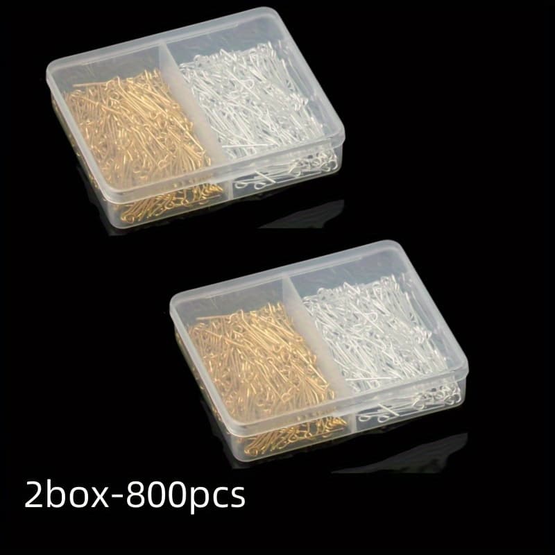 TEMU 2d Flat - 400/800/2000pcs Pins Eye Pins For Jewelry Making, Straight Head Eye Pins Jewelry Making Pin Metal End For Craft Earring Bracelet Necklace Pendant Supplies (size:20x0.5mm)
