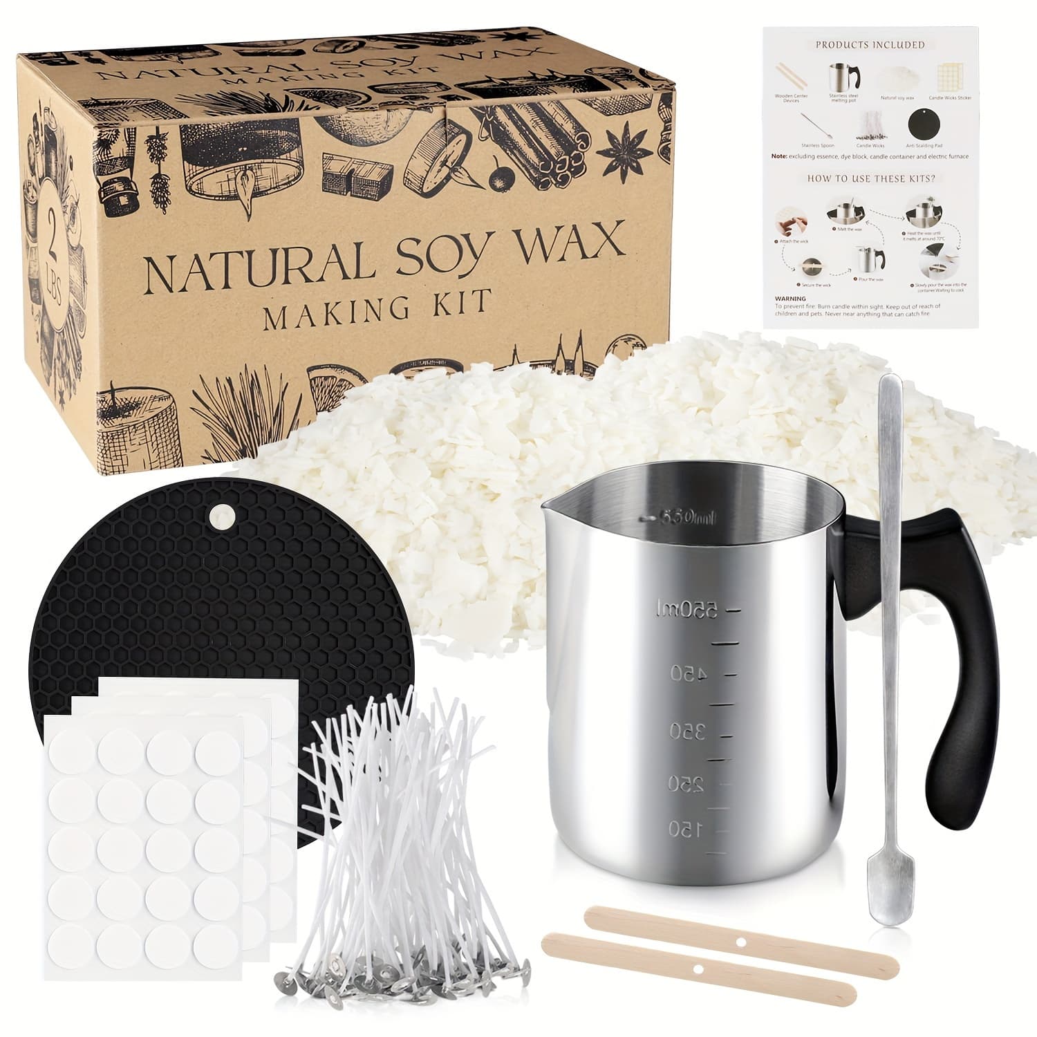 TEMU 2lb Soy Wax Diy Handmade Material, With Cups, High-quality Natural Soy Wax Aromatherapy Candle Wax, Mild And Non-irritating Fragrance.(note: Not Heating)