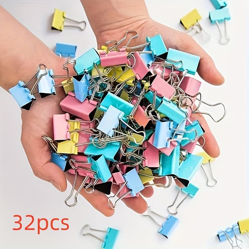 TEMU 32pcs Colored Iron Binders: A Versatile Office And Home Product, For Valentine's Day, New Year's Day, Easter, Carnival, Father's Day And Graduation Season