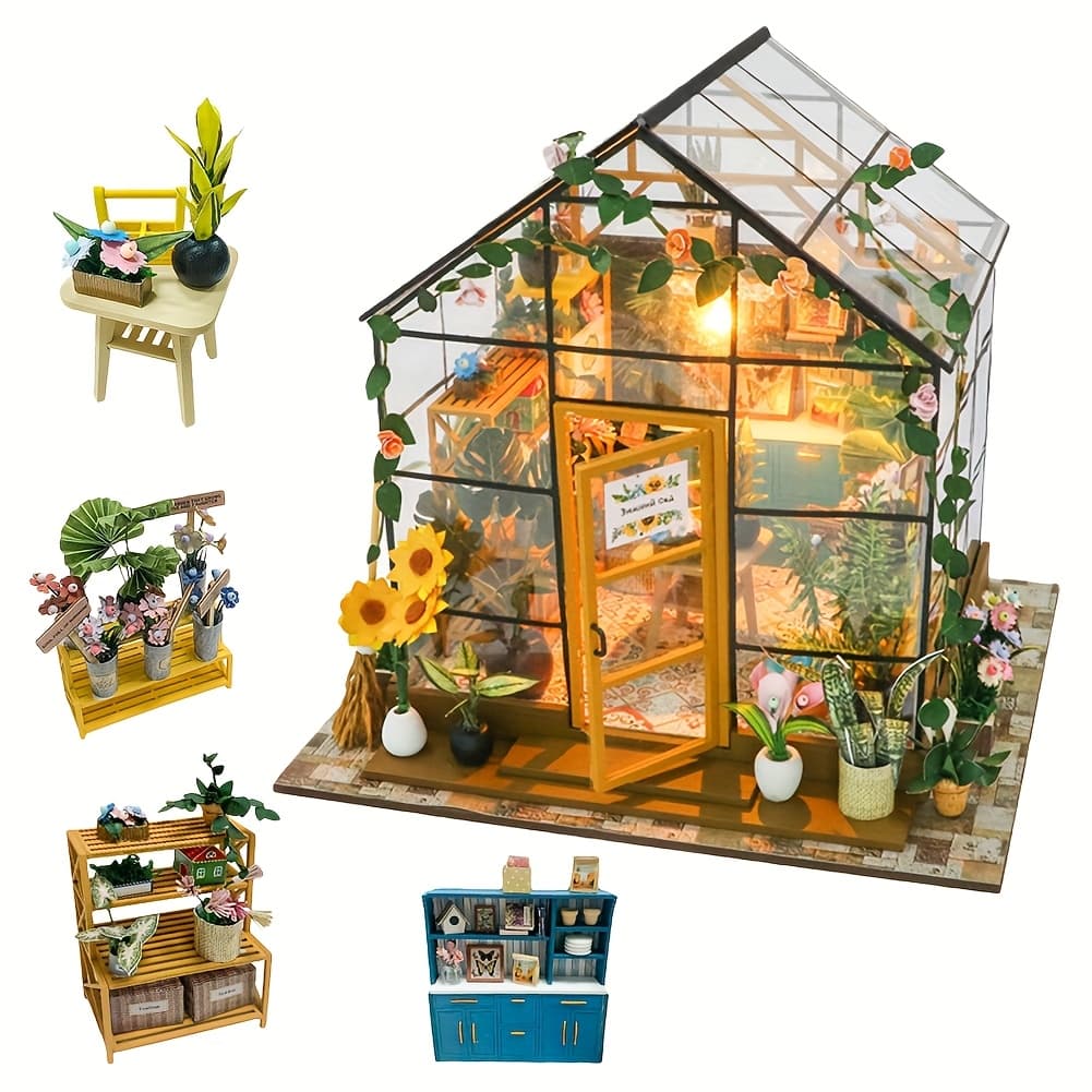 TEMU Diy Dollhouse, House Kit, Wooden Puzzle, Handmade, Study And Desktop Decoration, Thanksgiving, Valentine's Day, Birthdays And Other Holiday Gifts (excluding Tool Glue And Batteries)