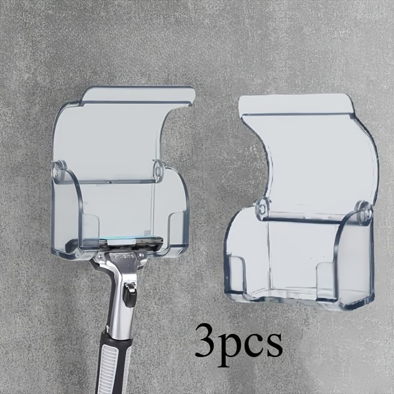 TEMU 3pcs Shower Wall Razor Holder | Self-adhesive Waterproof Hook For Beard Knives, Loofah, Towels And Toothbrushes, Bathroom And Travel Storage