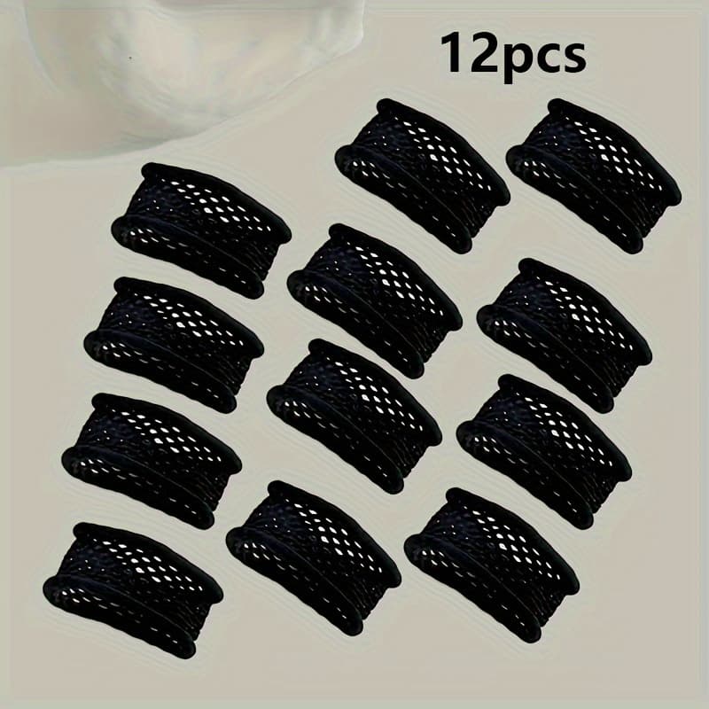TEMU 12pcs Fashion Mesh Seamless Elastic Hair Ties | High , Fabric, Minimalist Style, Solid Color