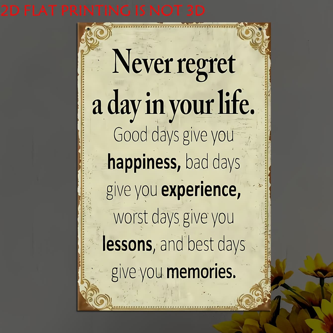 TEMU 2d Flat, 1pc Vintage Wooden Decorative Sign & Plaque, 'never Regret Day Of ', Porch, Garage, Home, Cafe, Bar, Club – Ideal Holiday Gift And Halloween/christmas Décor, 2d Flat, Christmas Decor