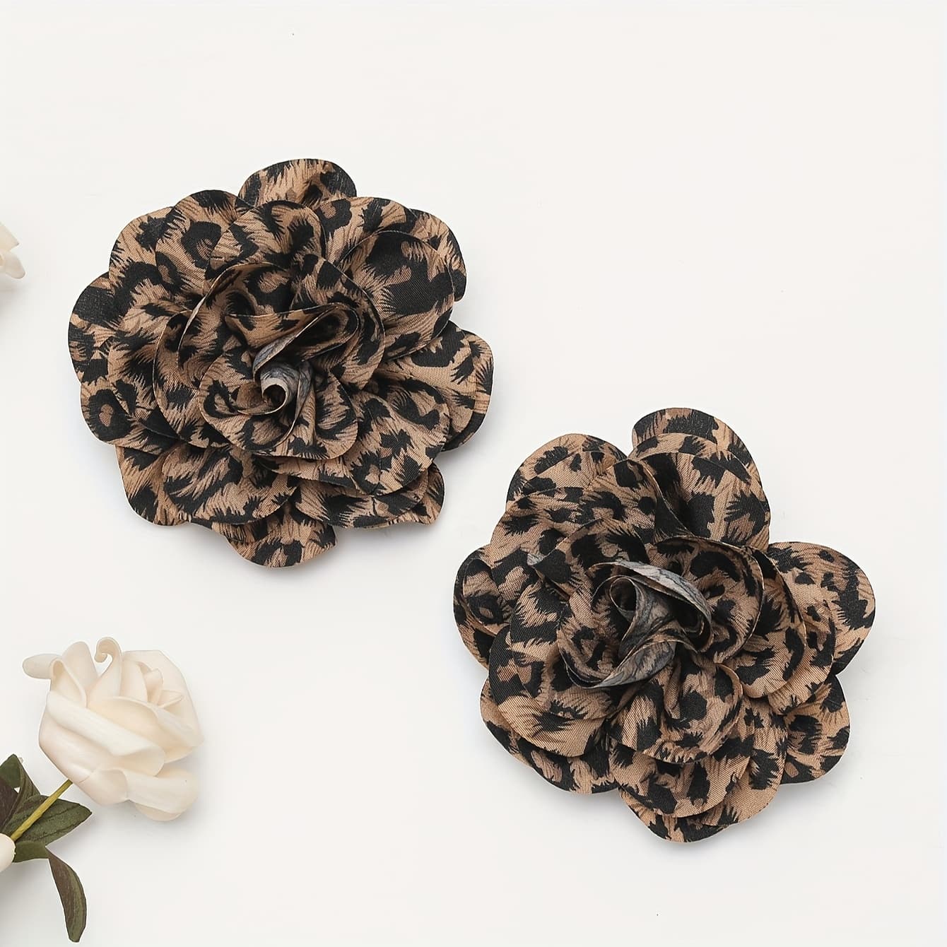 TEMU 2pcs Decorative Flowers, Fashionable Leopard Print Decoration For Women's Shoes, Suitable For High Heels And Flat Shoes As Exquisite Ornaments