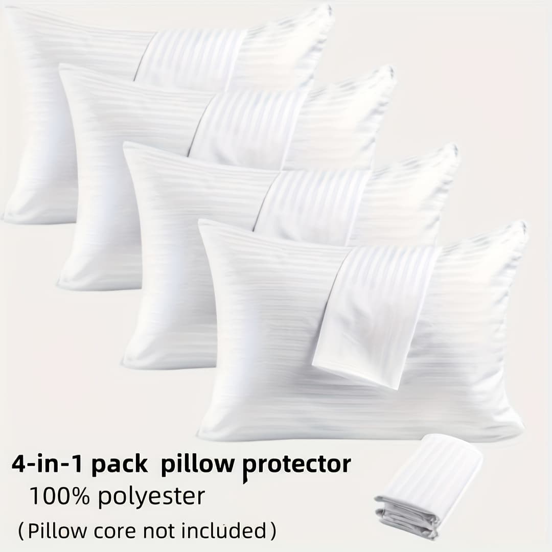 TEMU Quality - Set Of 4 - Striped Pillowcase - Comfortable - Pillow Protector