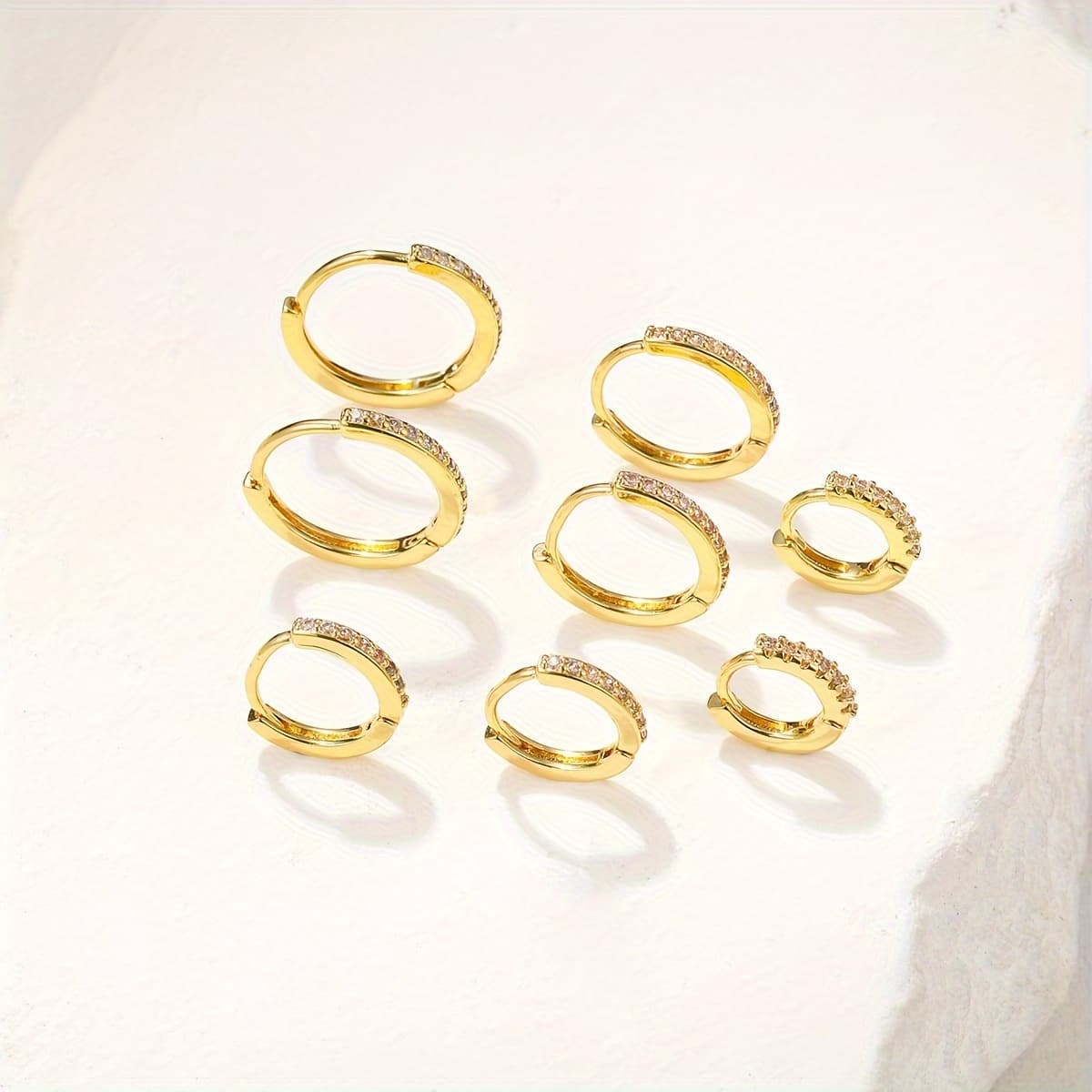 TEMU 8pcs Small Hoop Earrings Set Tiny Cubic Synthetic Zirconia Huggie Earrings Mini Hoops Cartilage Earring Silvery Earrings Piercing Jewelry For Women