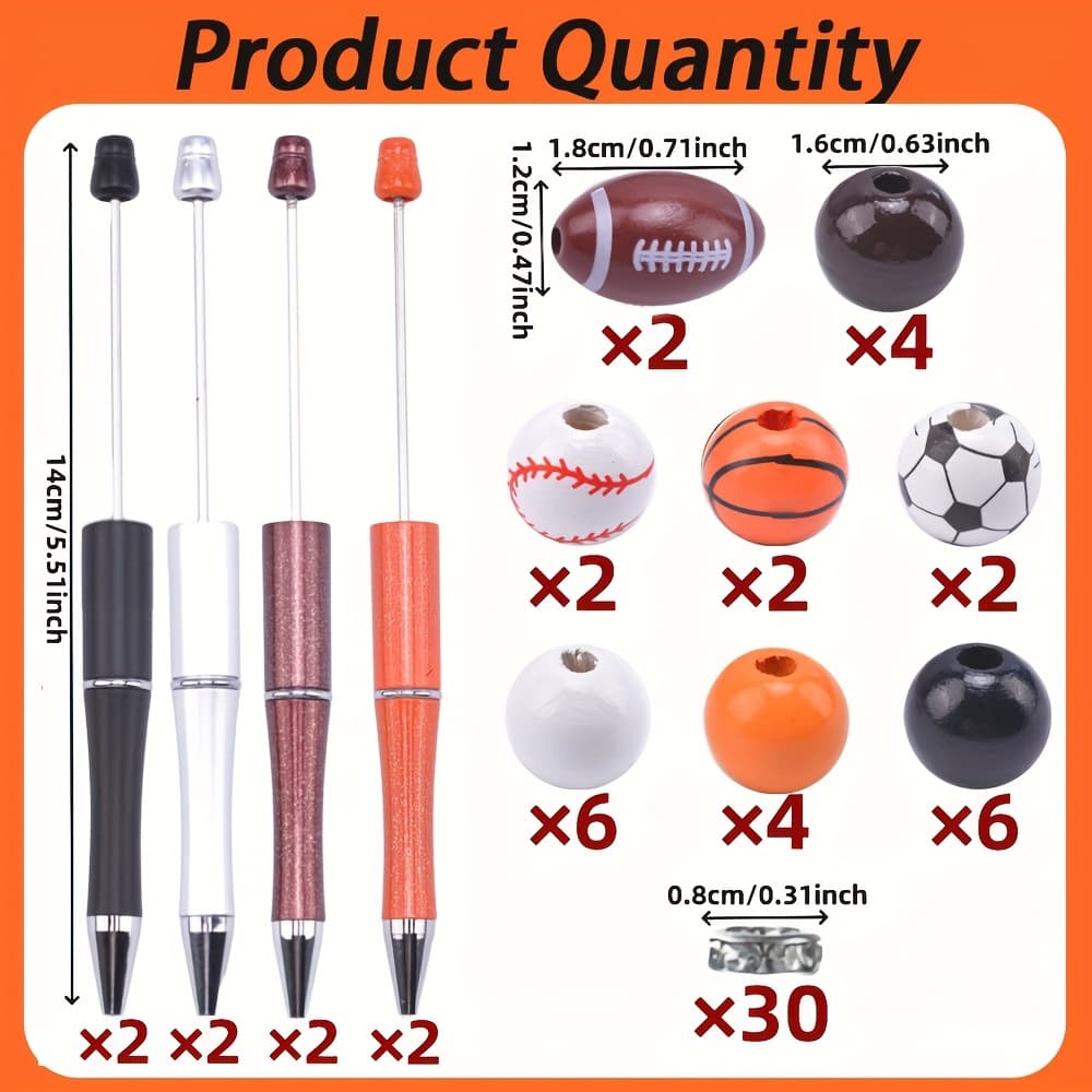 TEMU Sets Of String Pen Bead Collections Featuring Baseball And Football Styles, Ideal Presents For Enthusiasts And , As Well As Office Supplies For The Year