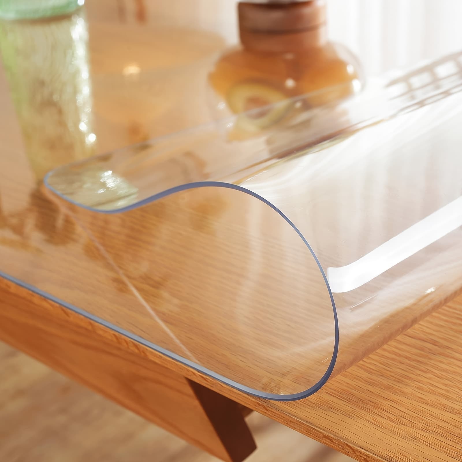 TEMU Clear Table 15.7x23.6 Inch1.5mm Thick Plastic Table Cover Rectangle Pvc Clear Table Protector Desk Protector Mat For Kitchen Dresser Writing Desk Dining Room Table