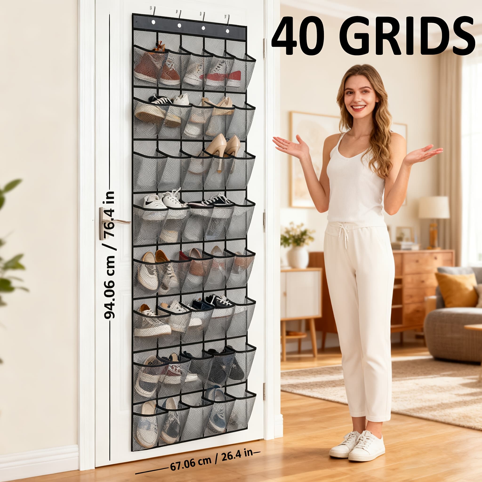 TEMU Extra Large Behind Door Storage-over Door Organizer- Door Hanging Organizer For Closet, Diaper Organizer, Room Storage, Hanging Shoe Organizers