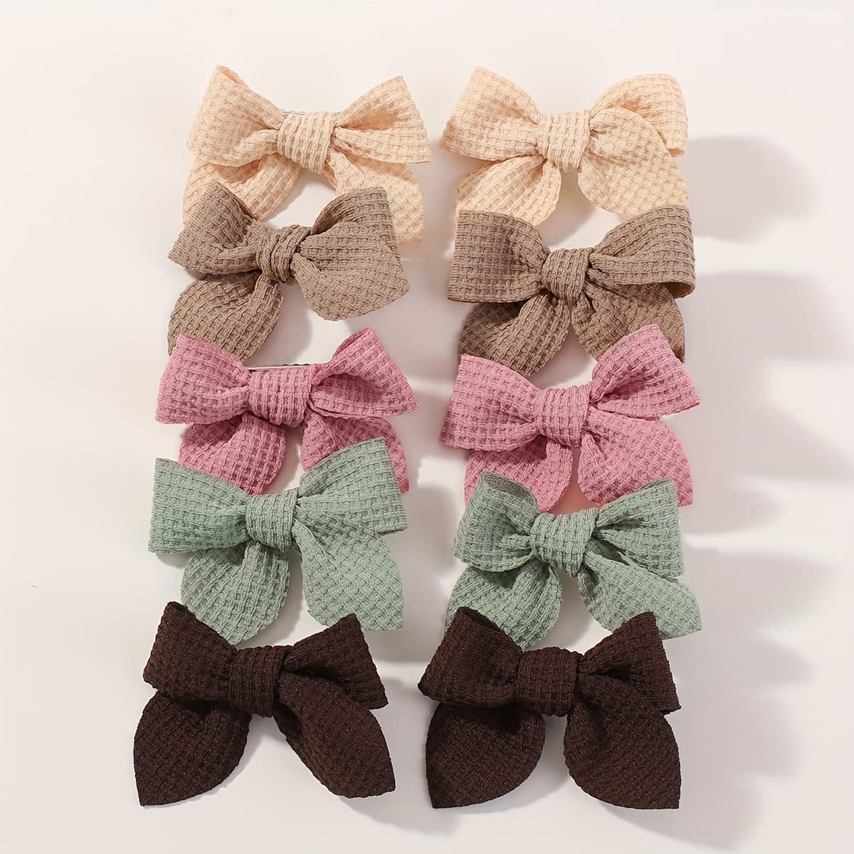 TEMU 10pcs Set Of Morandi Color Grid Mermaid Bow Hair Clips For