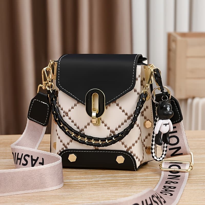 TEMU Simple And Light Luxury Versatile And High-value Crossbody Single Shoulder Handbag For Women, New And Recommended, Plaid, Gentle, High-end, Fashionable