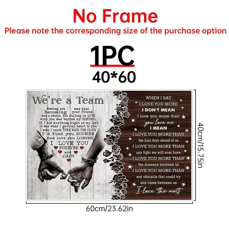 TEMU A Canvas Print - Rustic Wooden Wall Art With Romantic Quotes, Ready-to-hang Decor, Perfect Gift For Anniversaries, Weddings, Birthdays, Holidays