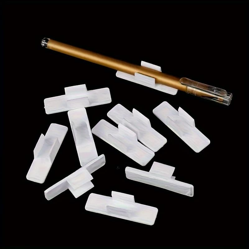 TEMU 10pcs Self-adhesive U-shaped Pen Holders - Durable Plastic Pencil Clips For Desk Organization