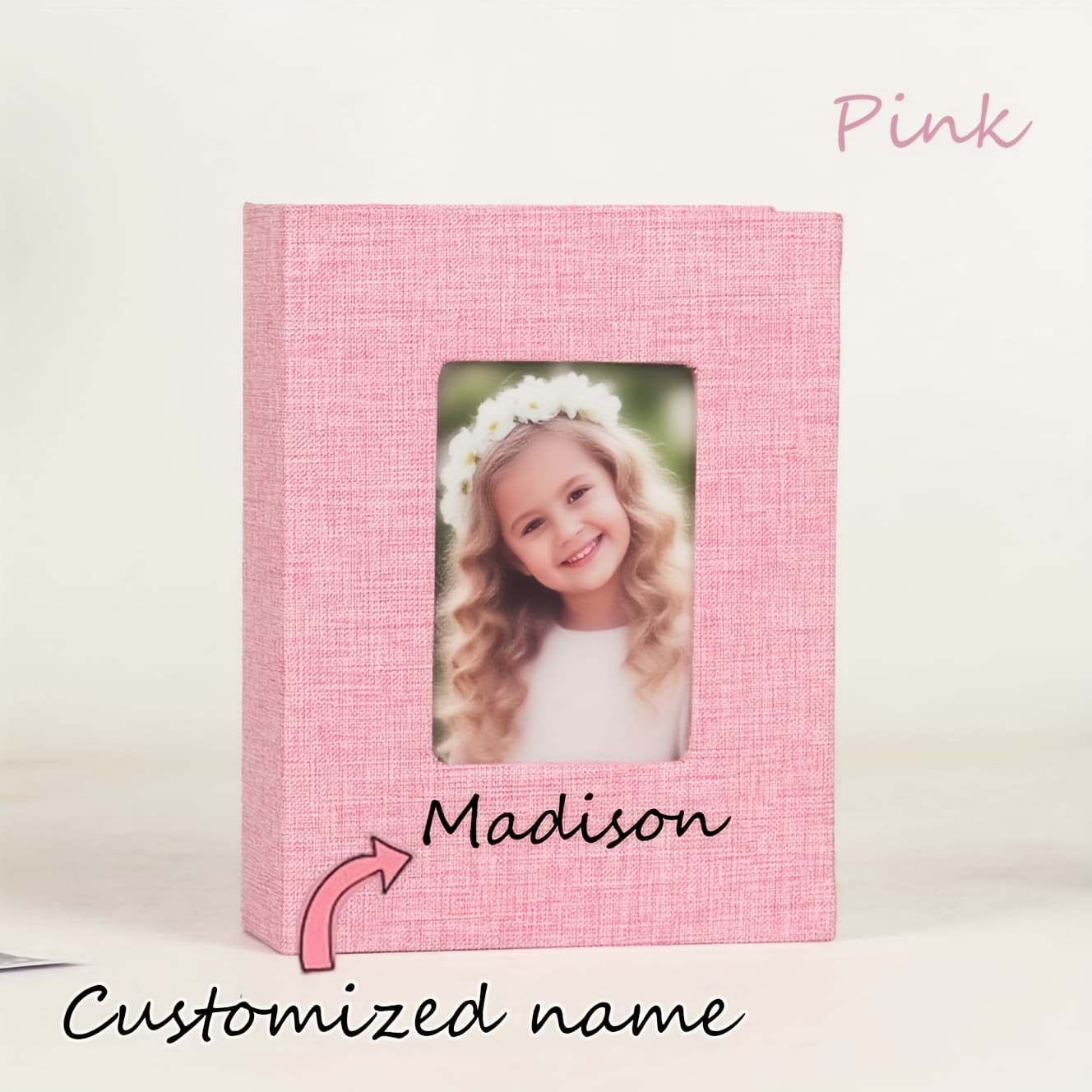 TEMU Personalized Photo Album With Custom Name/text - 6-inch Large Memory Book, 100 , Personalized Cover & For Family, , Showers, Weddings, Birthdays - Durable Plastic Keepsake Gift