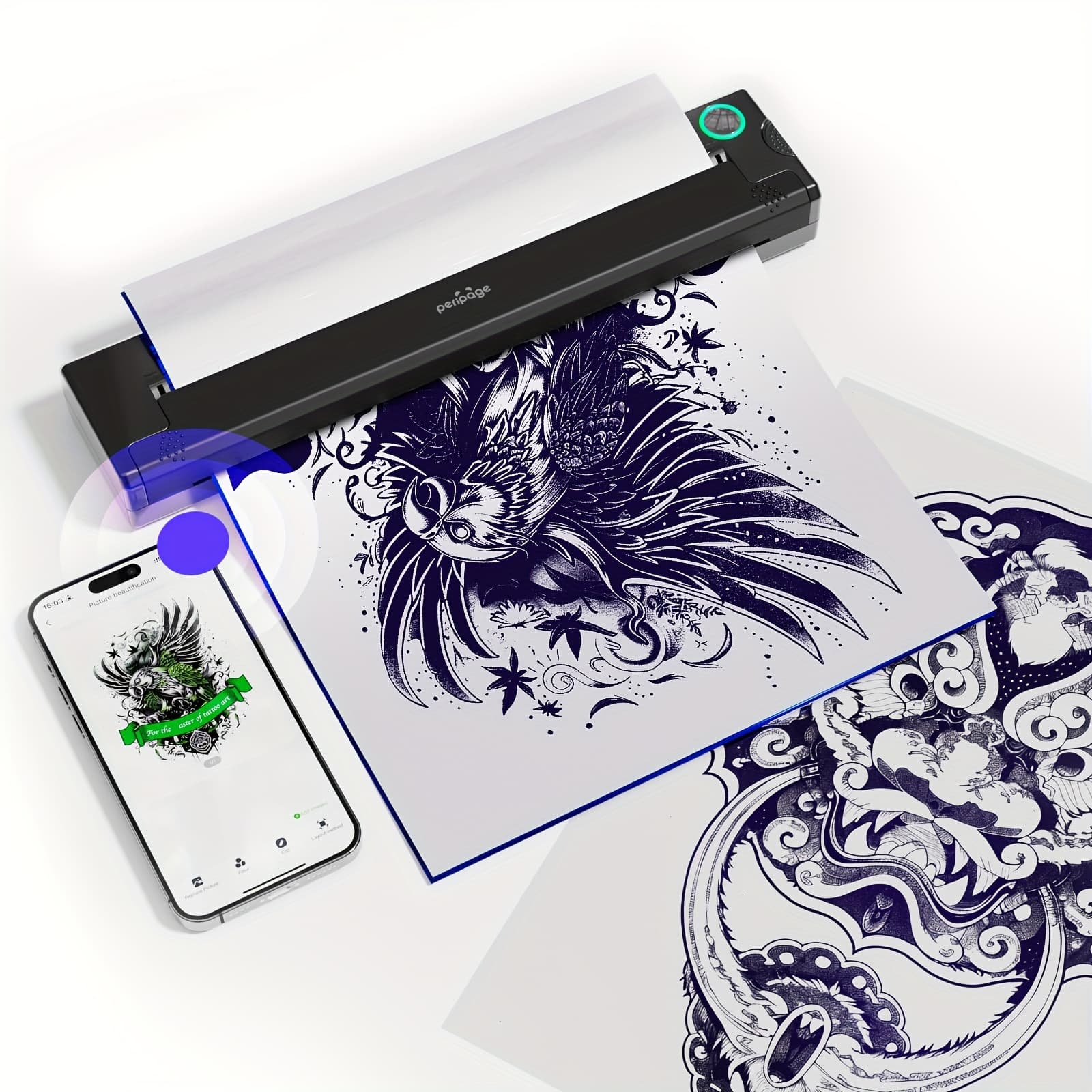 TEMU Peripage Wireless Tattoo Transfer Printer-no Ink Required Portable And , Compatible With Smartphones And Pc Terminals, And Carry Ideal For And Enthusiasts