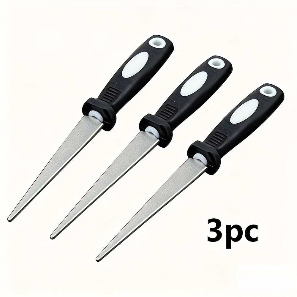 TEMU 3pcs High-quality Diamond-coated Sharpening Files, Suitable For Scissors, Knives, And Tools - Double-sided Flat And Curved Design For Sharpening - Durable Metal Construction For Long-