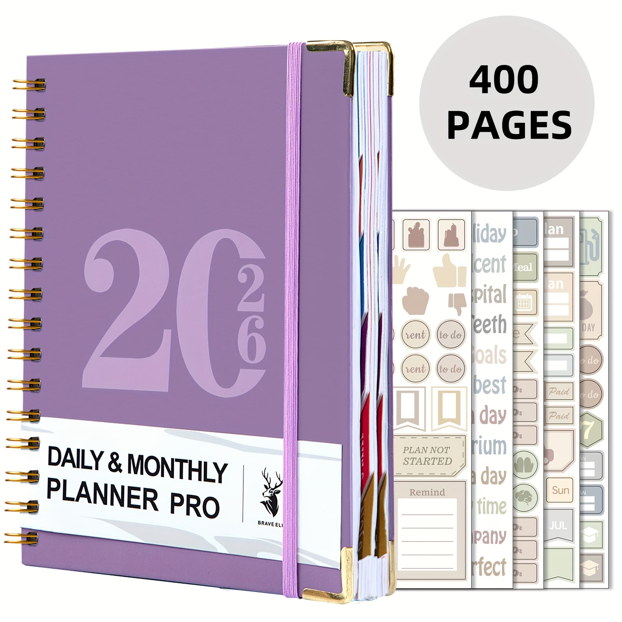 TEMU Plan Book -400 Pages - Weekly And Monthly Organizer 365 Days, Fun And Personalized With Stickers, Double-seam Binding, Built-in Pocket, Time Management, Plan,