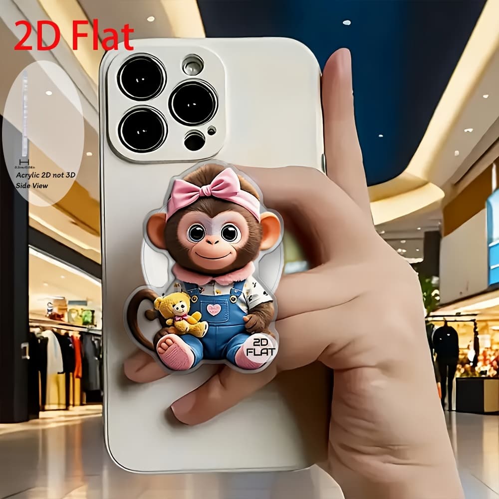 TEMU 2d Flat Fashion Cute Monkey Acrylic Retractable Mobile Phone Holder, Pop-up Mobile Phone Holder