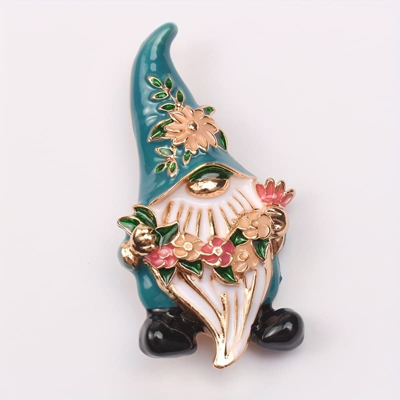 TEMU Vintage-inspired Enamel Gnome Brooch Pin - Unique Design, Alloy, Novelty Accessory For Clothing & Bags