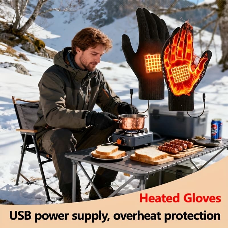 TEMU A Pair Of Winter Usb Heating Gloves With Overheating Protection, Suitable For Men And Women, Touch Screen, Suitable For Sports/fishing/driving/skiing, Non-slip And Warm Riding Gloves (uncharged)