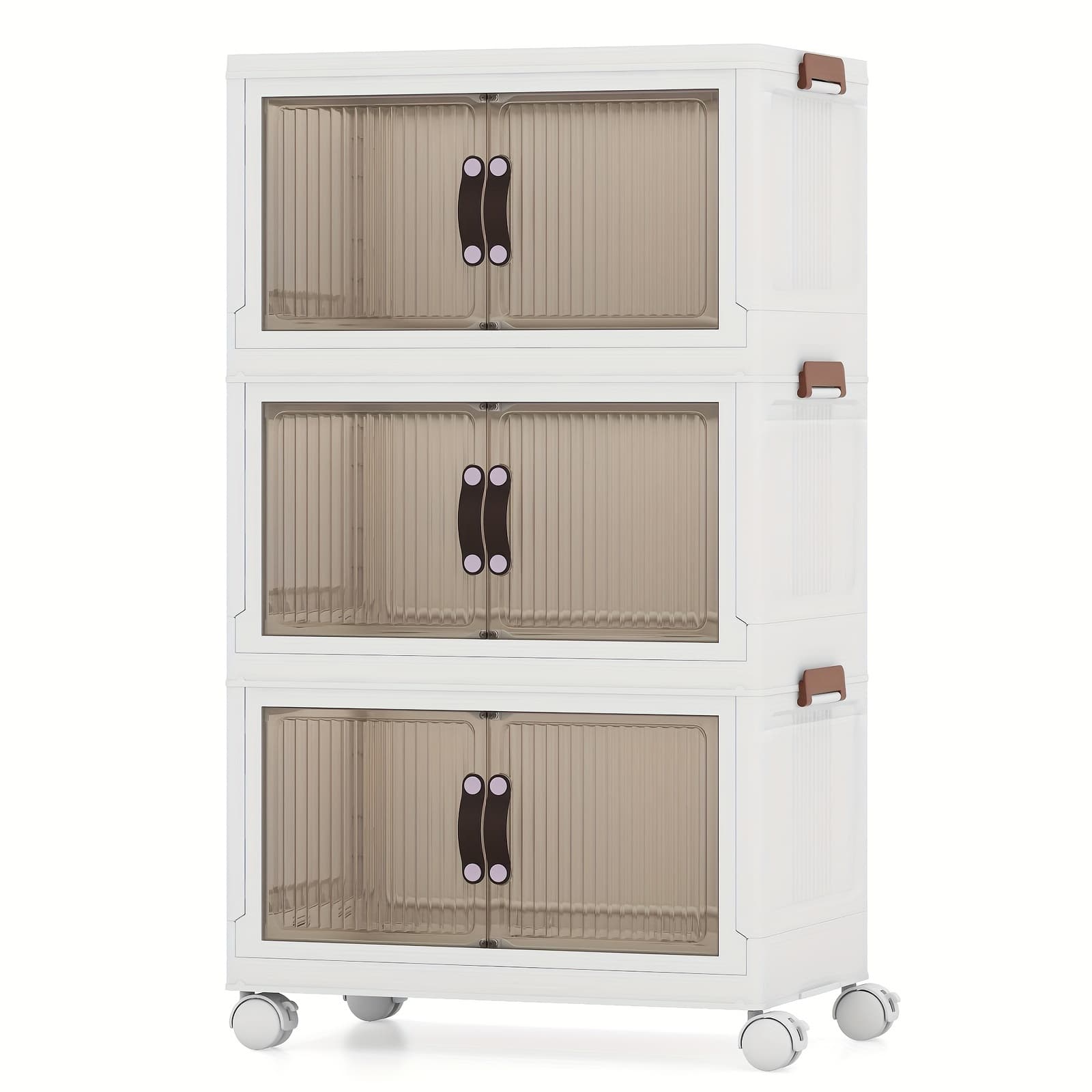 TEMU 60 Gal Storage Bins 3-tier Stackable Storage Boxes W/ Lid Lockable Casters